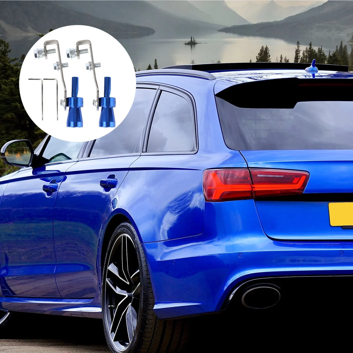 2 قطعة ضبط السيارة التوربينات صافرة أسلم العادم صانع الضوضاء للمركبة بصوت عال محرك الصوت كليب على تركيب الأزرق S الحجم