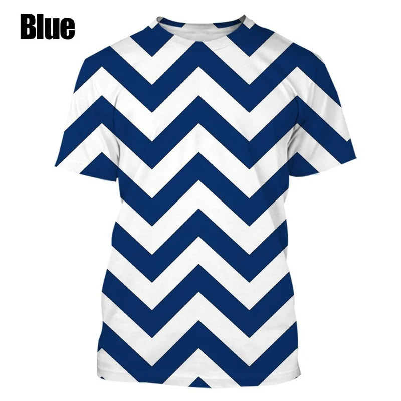 

New 3D Printed Striped Spatiality Tshirt Men Women Fashion Round Neck Creative Short Sleeve Children Fun Cool Strert Tee Shirts