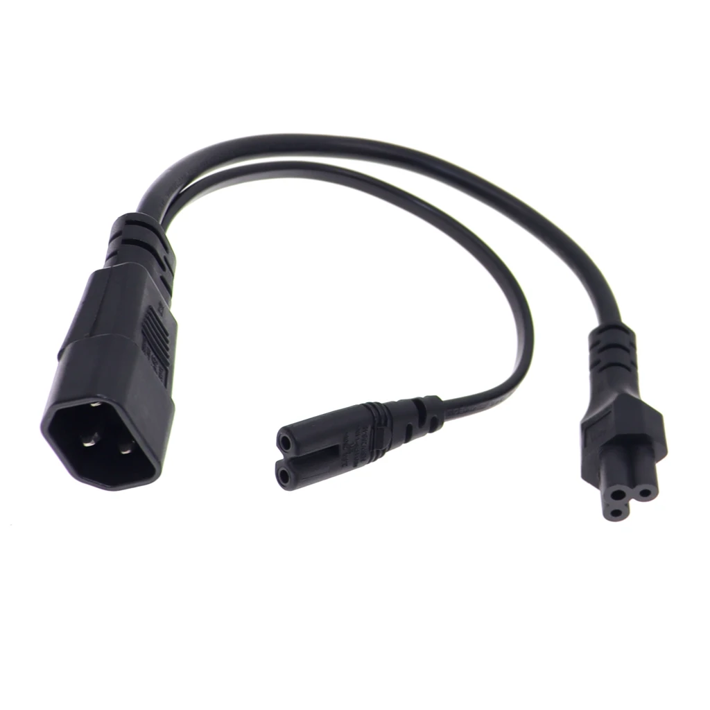 Y Type Splitter Power Cord ,IEC320 C14 Plug 3-Prong Male Power Cable Cord AC Power Adapter to C7 +C5 Female