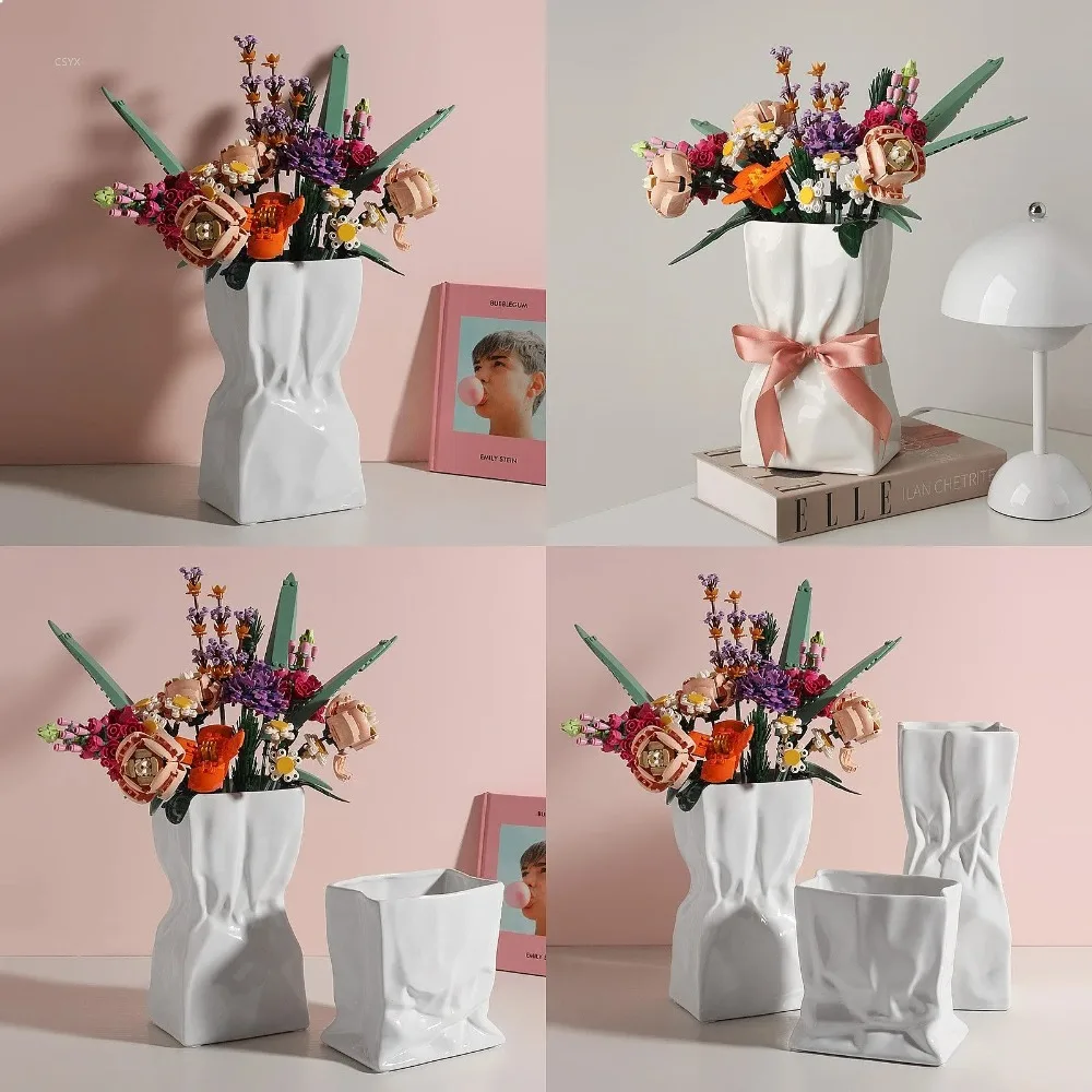 White Cream Ceramic Vase Decorative Home Table Flower Arrangement Creative Small Vase Wholesale