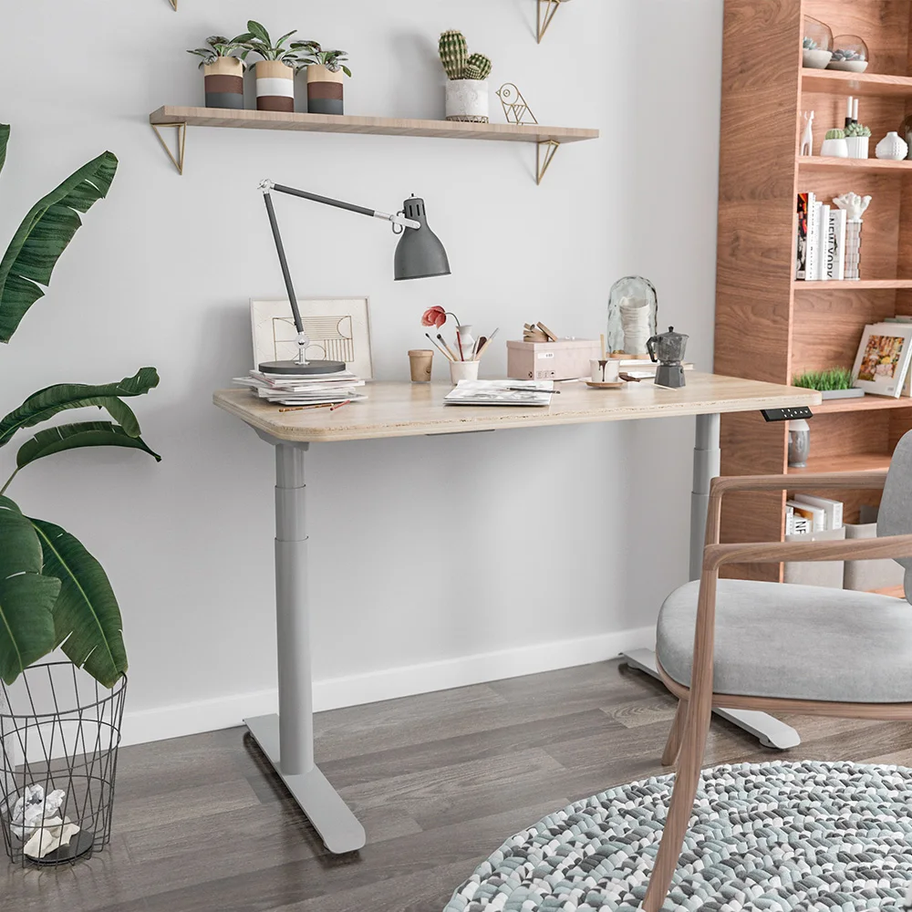 Office Furniture Office Lifting Desk Dual Motor Sit Stand Height Adjustable Table Standup Round Frame Electric Stand up Desk