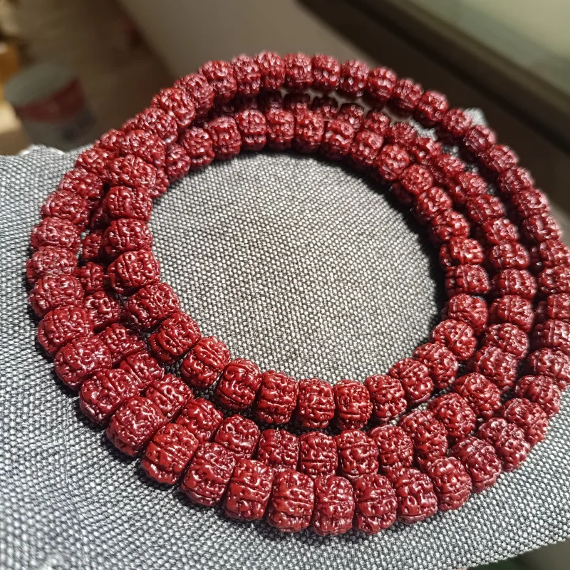 

Brushed Patina Jadified King Of Trees Small Seeds 108 Pieces Beads Double Texture Full Meat Rudraksha