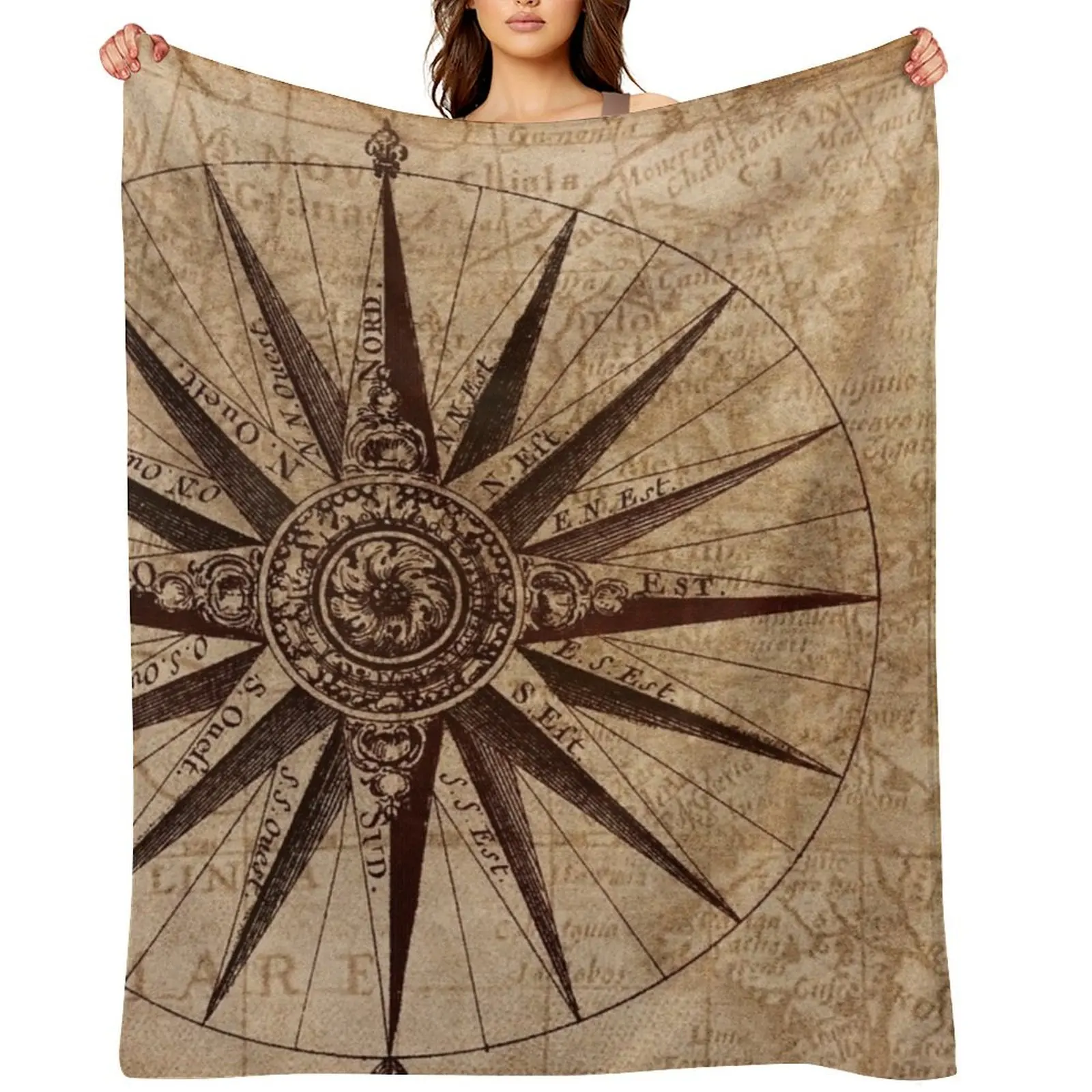 

Vintage Map Compass, Compass, Retro Compass, Map Throw Blanket Sofa Quilt Multi-Purpose Shaggy Single Blankets
