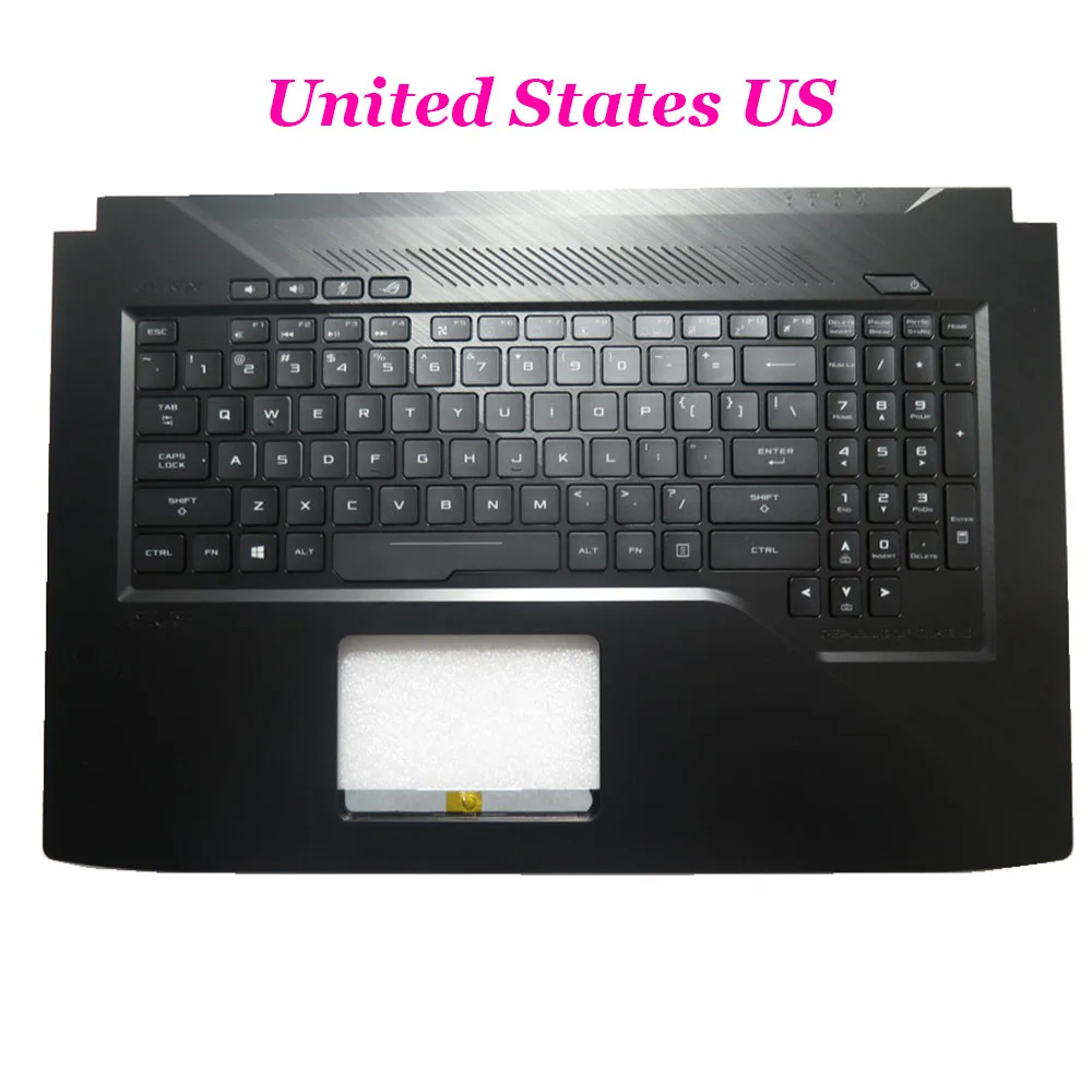 

FR \ США Подставка для рук и клавиатура для ноутбука ASUS GL703VM GL703VM-1B Черный верхний корпус с подсветкой