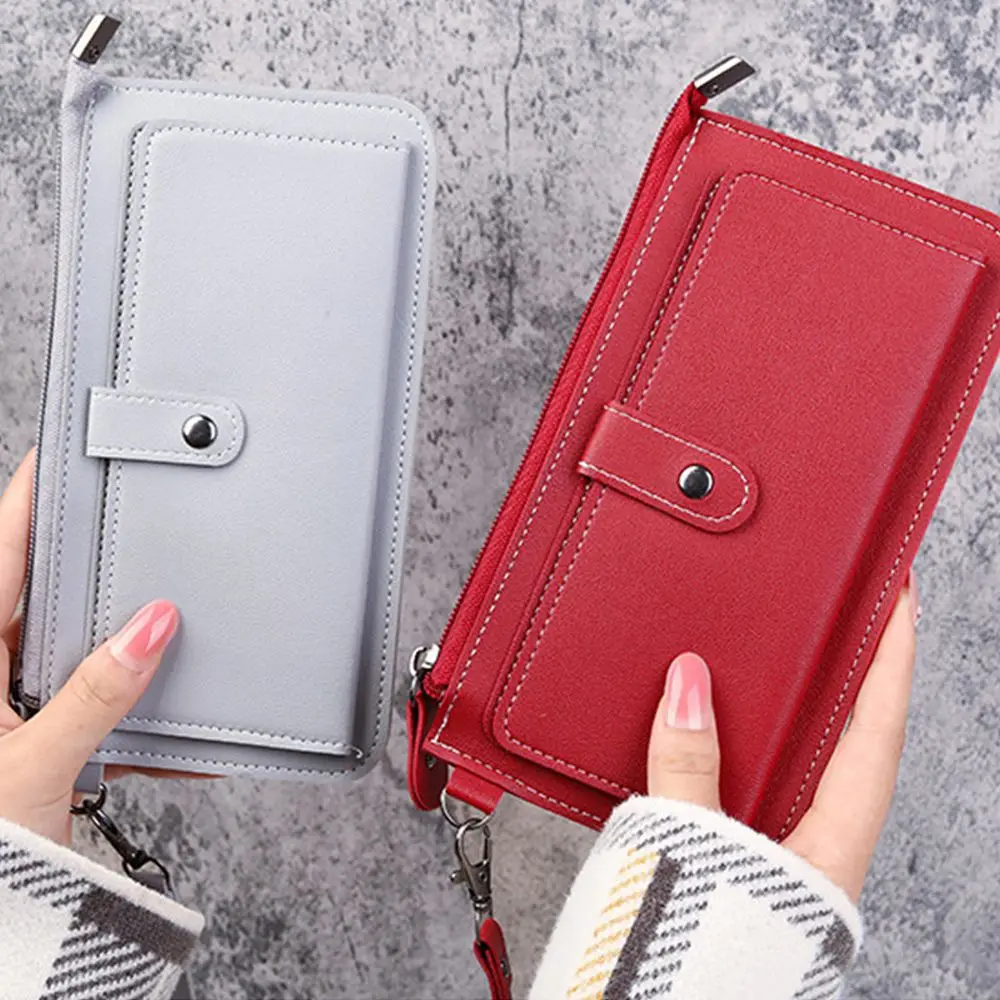 Portafoglio da donna portafogli multifunzionali con cerniera lunga in pelle PU moda Multi-card posizione frizione fibbia nappa portafoglio per