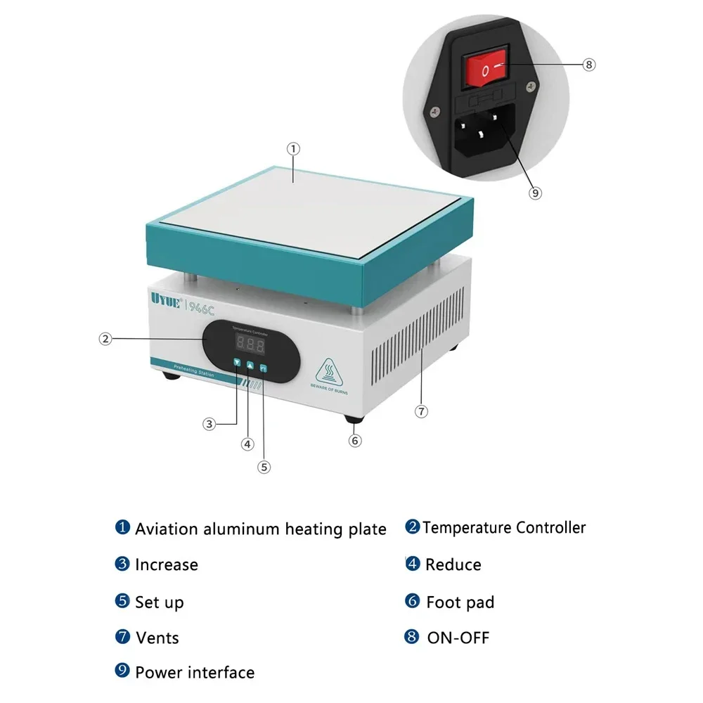 UYUE 946C Heating Station Electronic Hot Plate Maintenance Preheating Platform for BGA PCB SMD Phone LCD Touch Screen Repair