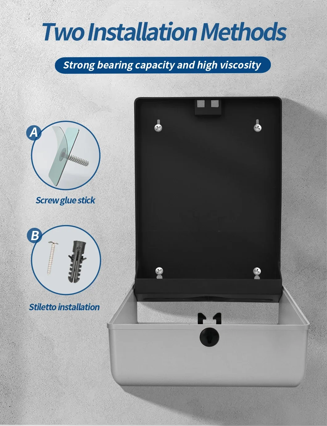 Multifold Paper Towel Dispenser Lockable Hand Towels Dispenser Slim Toilet Paper Holder Box  for Bathroom Kitchen Wall Mount
