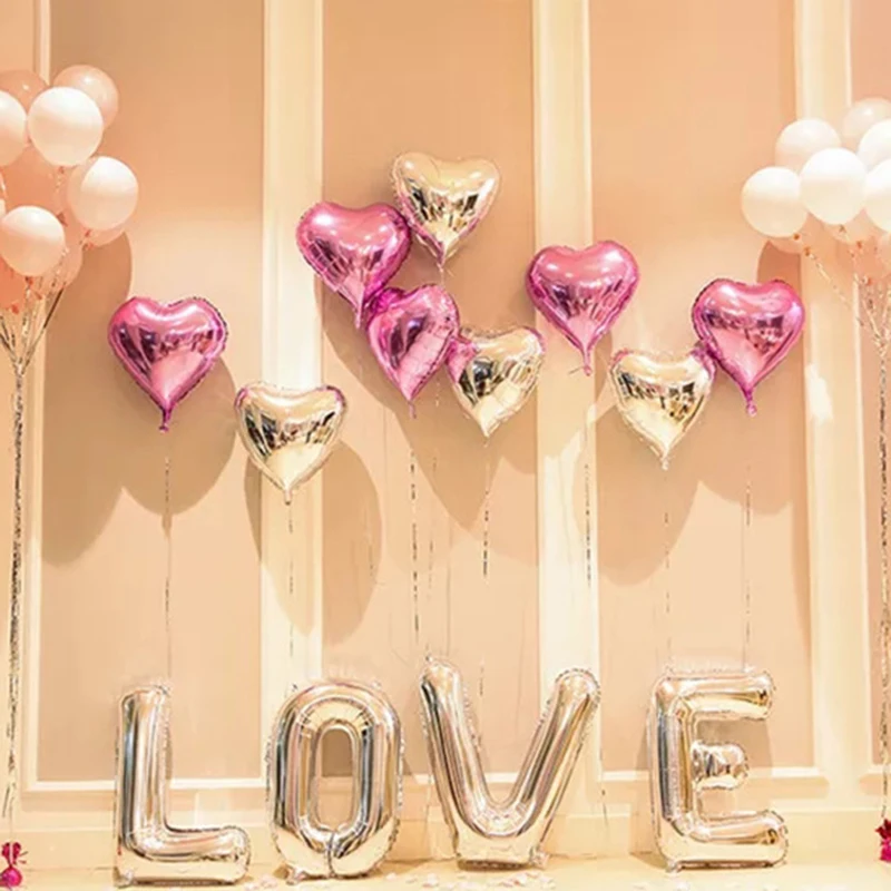 

5pcs Colorful Love Heart Foil Balloon Mirror Aluminum Helium Balloon Globos Kids Baby Shower Birthday Party Decoration Supplie