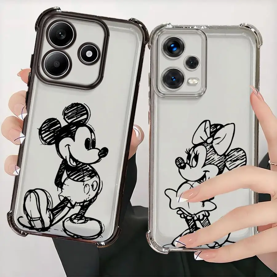 Capa para redmi note 10s 9s 10 lite 11 12 13 11s 14 pro plus capa de telefone macia disney minnie mickey