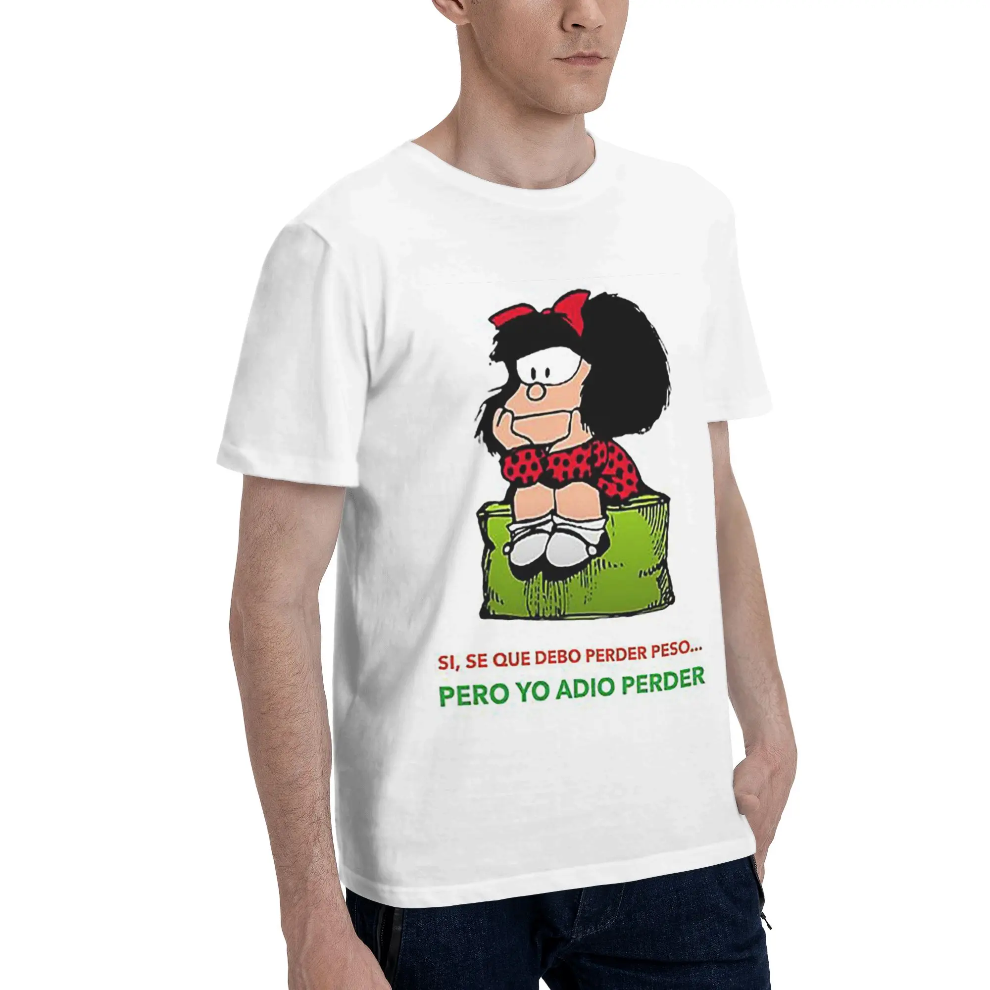 

Mafalda Quino Comics Men T-Shirt Oversized T Shirts Men's Crew Neck Cotton Tees Short Summer Male