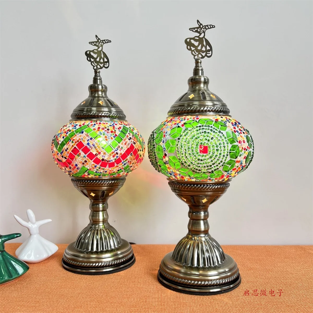 Turkish Swirling Dance Mosaic Table Lamp Vntage Deco Handmade Lamparas De Mesa Glass Romantic Bed Light Lampe Con Mosaicos