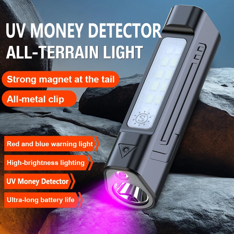 2026 Latest Outdoor Fishing Camping Portable Exploration Magnetic UV Strong Flashlight Hat Clip Multi functional Work Light