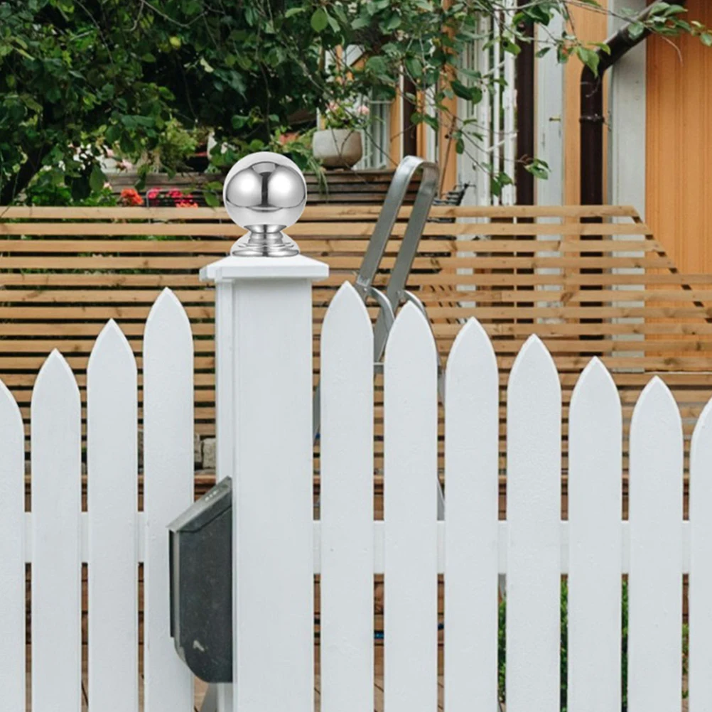 

2 Pcs Ball Column Cap Fence Heads Post Toppers Cover Finials Decorative 201 Stainless Steel Balls