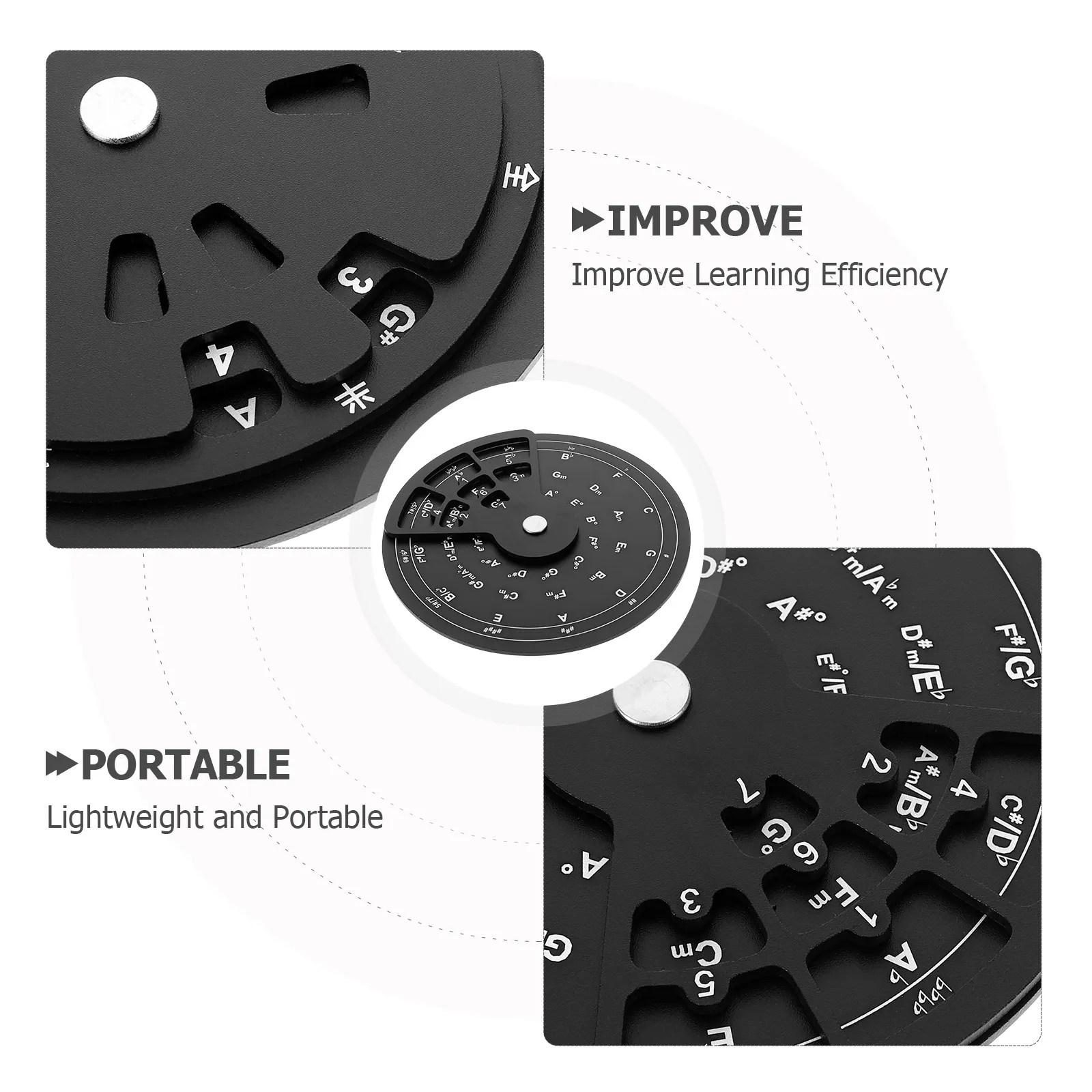 Guitar Circle of Fifths Turntable Chord Wheel for Device Cards Chords Practice Aid Black Beginner Tool Chart - view 4