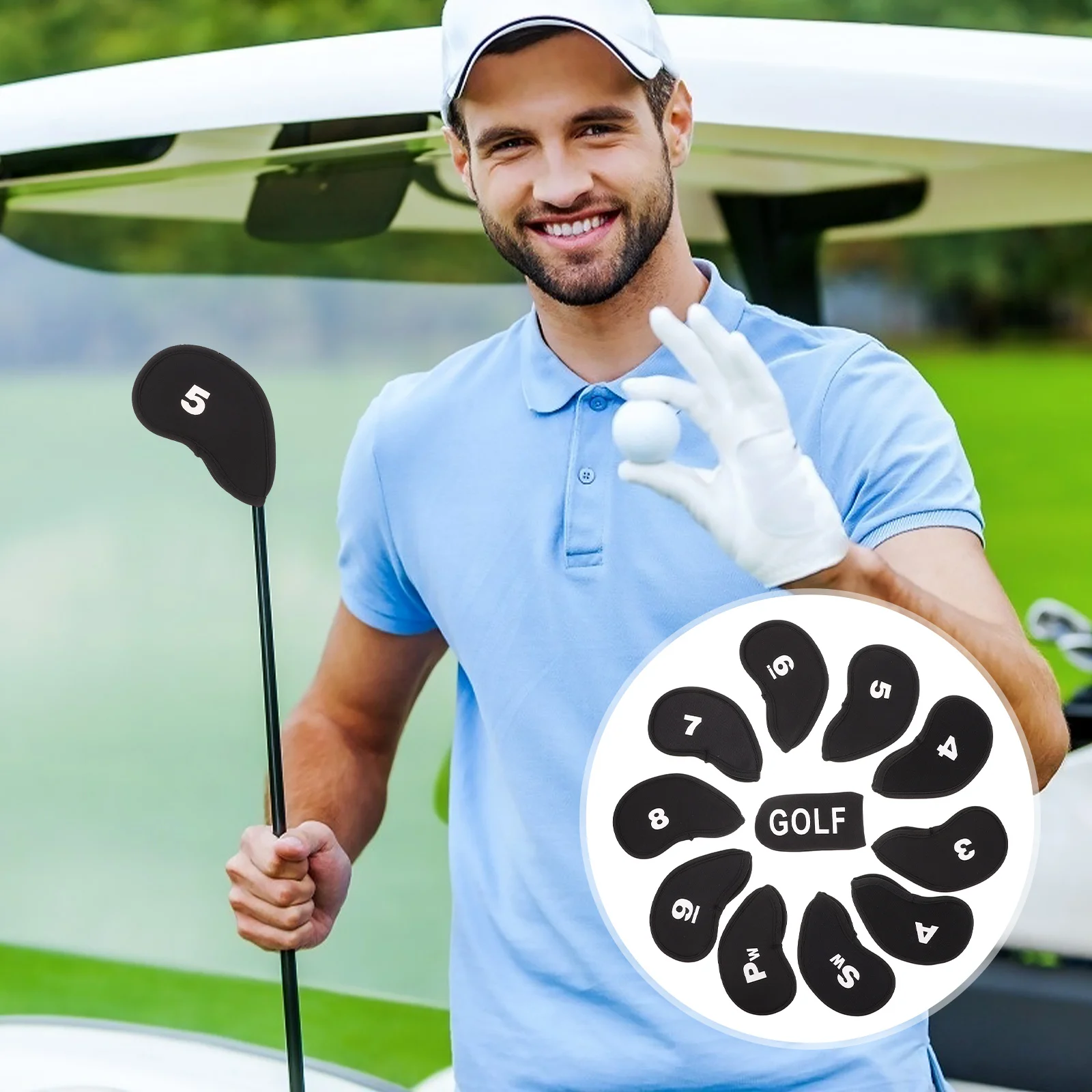 

11pcs Golf Club Head Cover Durable Protective Sleeve For Putter Irons Full Coverage Thickened Elastic Covers Golf Accessories