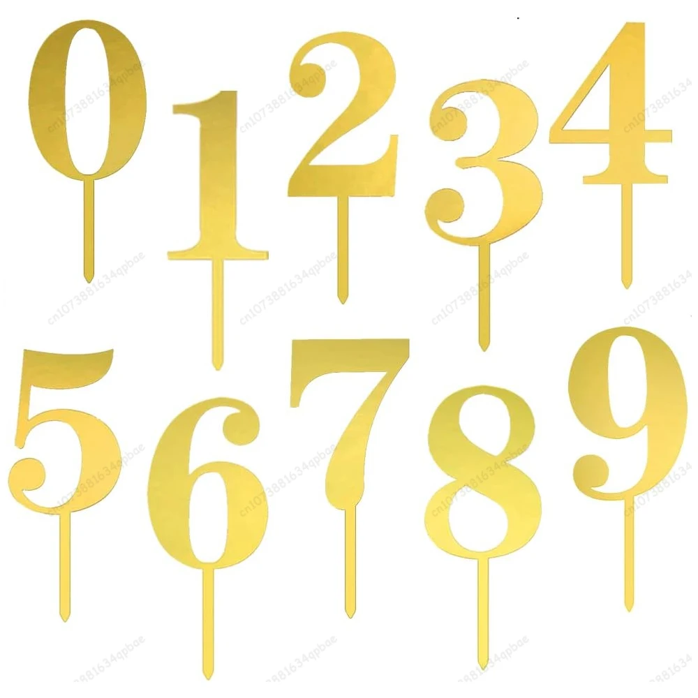 10 Pieces Cake Decorations 0 to 9 Years Gold Numbers Birthday Cake Topper 0-9 Numbers Cake Decoration for Birthday Parties