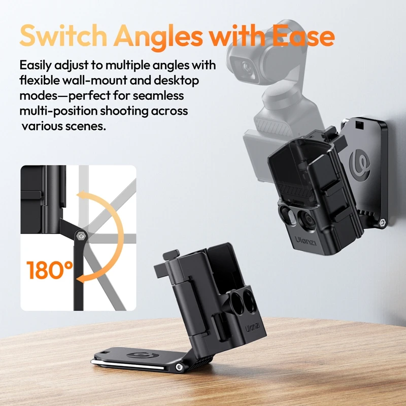 Ulanzi PK15 Pocket 3 Magnetyczny Uchwyt Rozszerzający do DJI OSMO Pocket 3 Cold Shoe 180 °   Regulowane mocowanie lampy wideo — zdjęcie produktu 4
