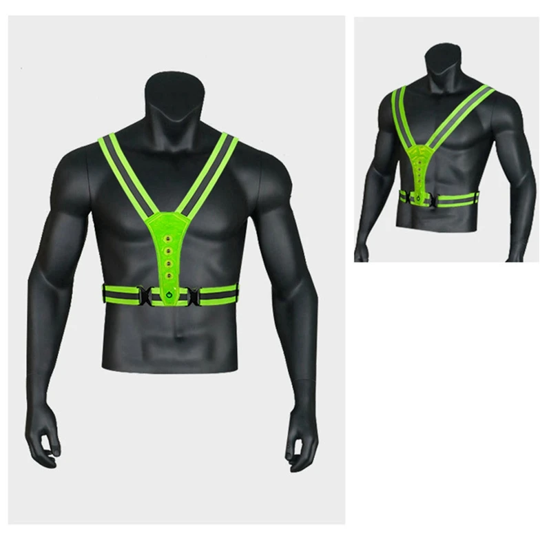 LED Reflective Vest Running Gear, High Visibility Running Vest USB Rechargeable Running Lights For Runners With Armbands Durable