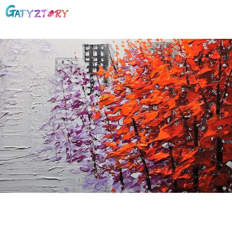 

GATYZTORY Coloring By Number Tree Kits For Adults Handpainted Oil Painting Scenery Home Decor Gift DIY Frame 60x75cm