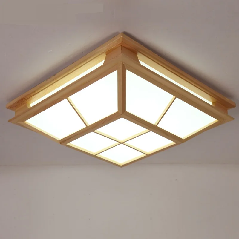 

Japanese Tatami Wooden Square LED Ceiling Lights Simple Living Room Restaurant Bedroom ceiling lamps