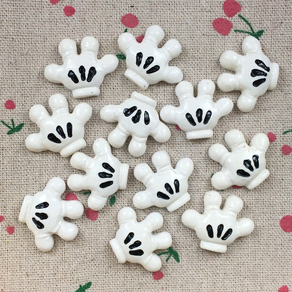 10 Pieces Flat Back Resin Cabochon Kawaii Cartoon Mouse Hand DIY Flatback Decorative Craft Scrapbooking For Phone Case:21*27mm