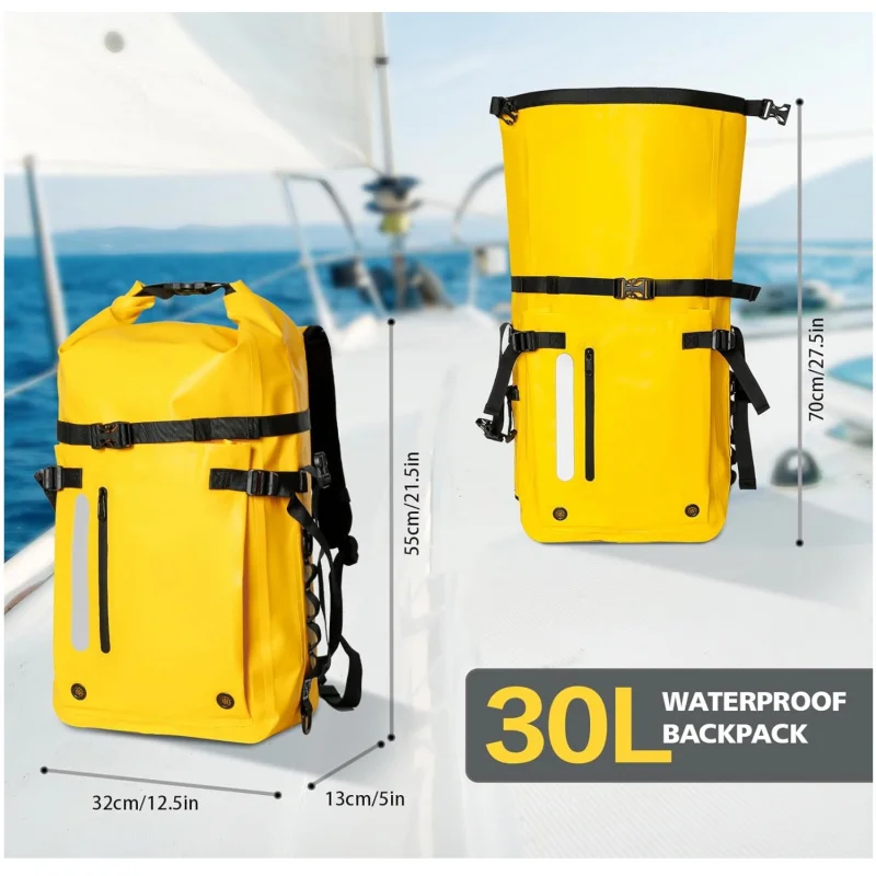 30 لتر حقيبة غوص كبيرة السعة مقاومة للماء حقيبة ظهر للغطس معدات فصل جاف ورطب للسباحة وتتبع الأنهار