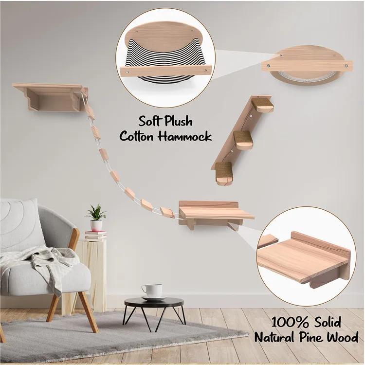 

Mounted Solid Wood Cat Shelf Wall Hammock Pet Furniture Perches