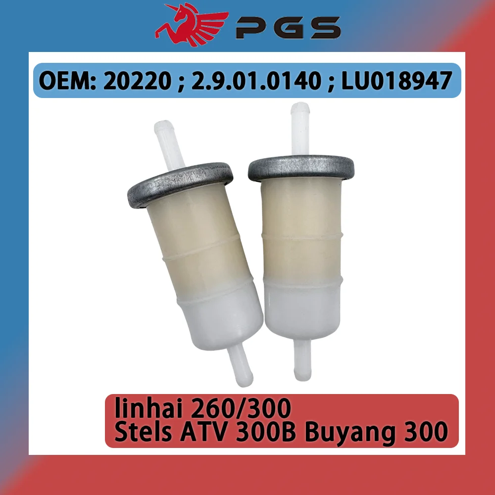 2PCS Fuel Filter For Linhai LH260 300 20220 Stels ATV 300B Buyang 300 FA-D300 H300 Quqd Bike Parts 2.9.01.0140 LU018947