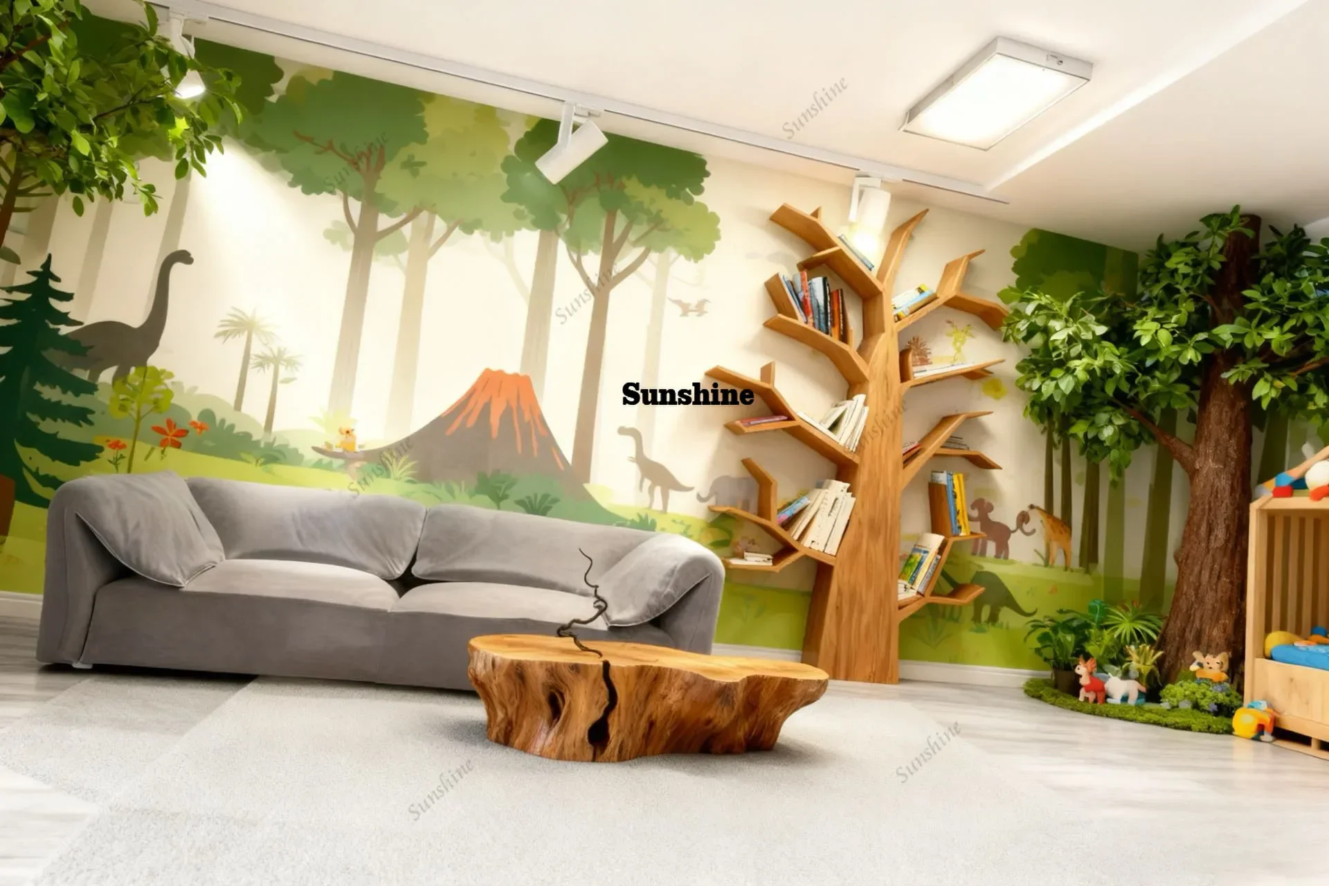 Solid wood stump floor rack living room household simple bookcase  T*