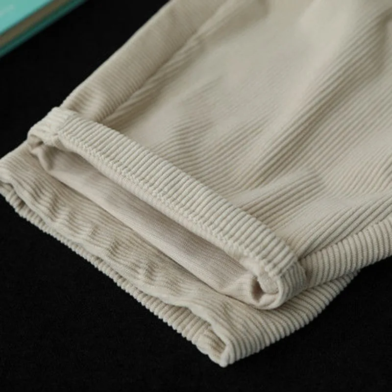 Pants Women Corduroy Spring Autumn New Vintage Thickening Casual Harem Trousers High Elastic Waist Retro Soft All-match Solid