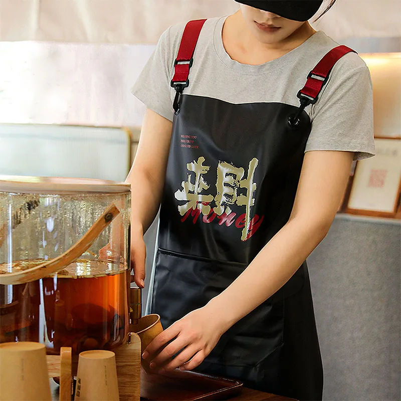 

Waterproof TPU LaiCai Apron with One Large Pocket Adjustable Shoulder Straps for Women Men Chef Home Use Kitchen Bathroom