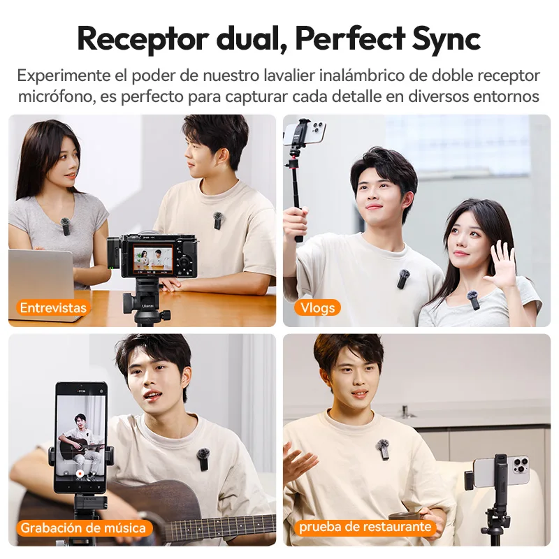Micrófono inalámbrico de solapa para smartphone Ulanzi A100 para iPhone 16 15 Xiaomi Samsung Dji Action 5 4 3 2 OSMO Pocket 3 SONY 6