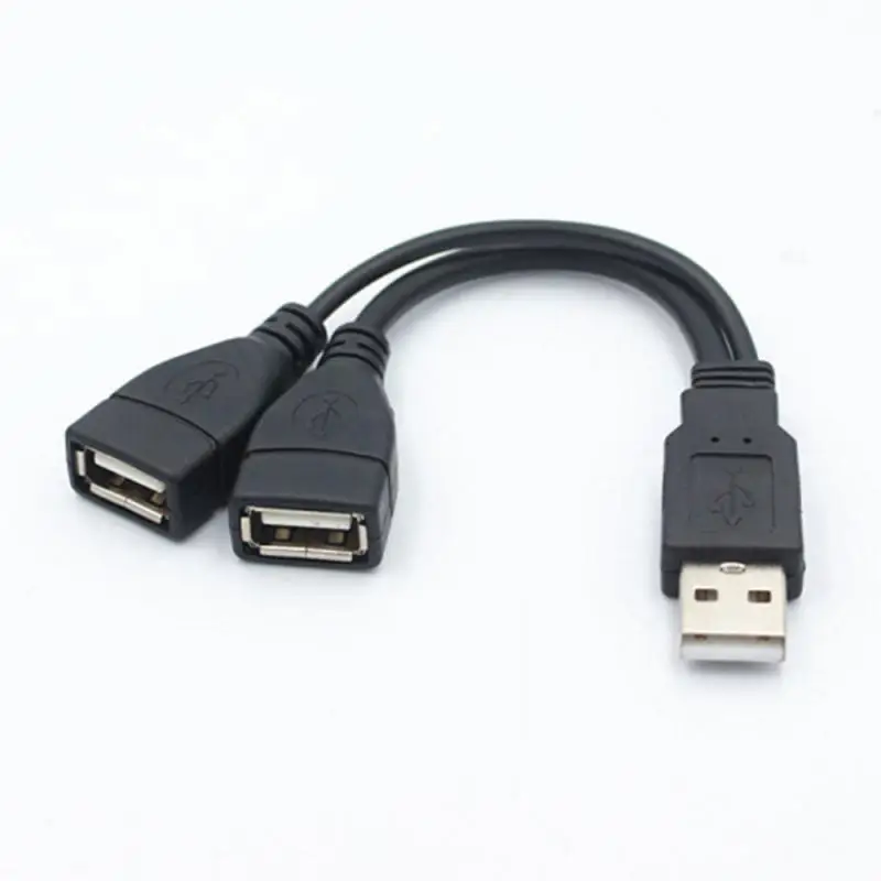 High Quality USB 2.0 Cable USB Double Splitter Adapter Cable One To Two Female To USB 2 Male Power Extension Cable