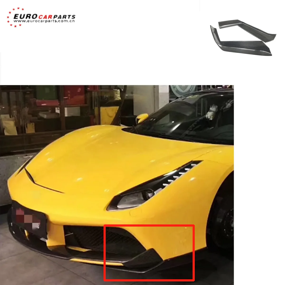 

FR GTB 488 N Style Dry Carbon Fiber Front Lip Shovel Spoiler Splitter Corner Auto Tuning Parts Corner Wrap Front Lip Cover