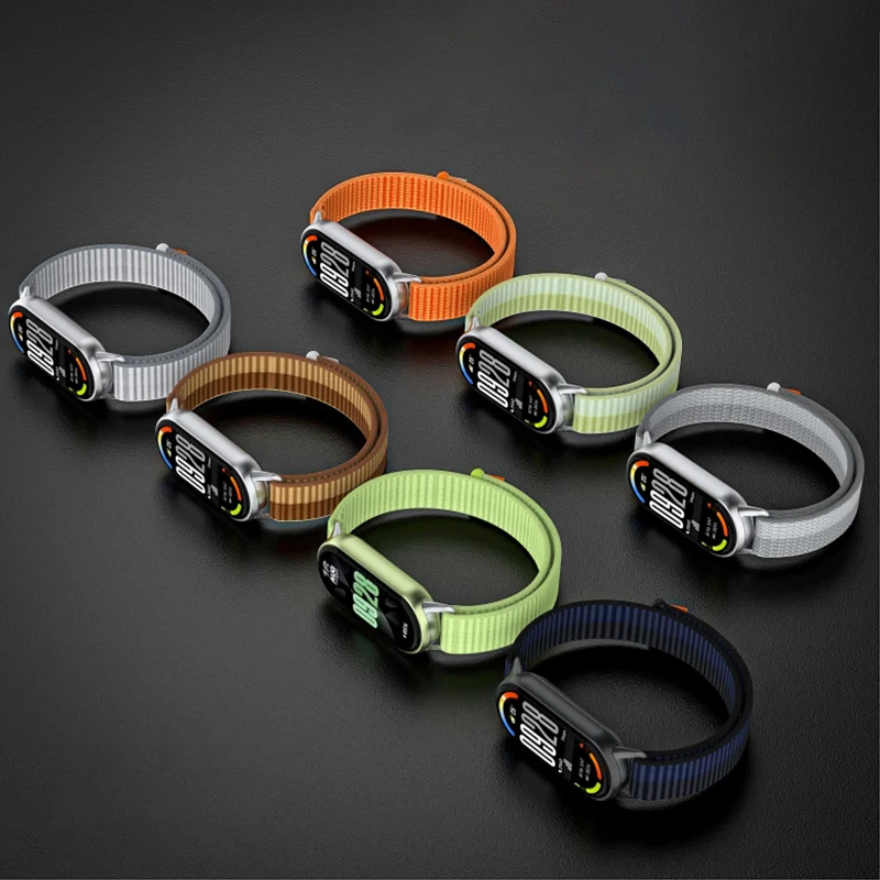 Tali Nilon untuk Mi Band 10 9 8 Tali Gelang Jam Tangan Pintar untuk Xiaomi Smart Band 8 Tali NFC Miband 9 Aksesori Pengganti Korea