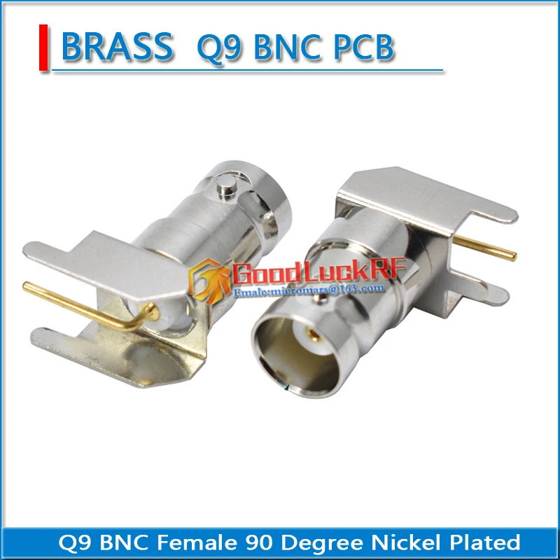 50 ohm Q9 BNC Female Right Angle 90 Degree Plug solder cup PCB Nickel Plated Brass RF Coaxial Adapters