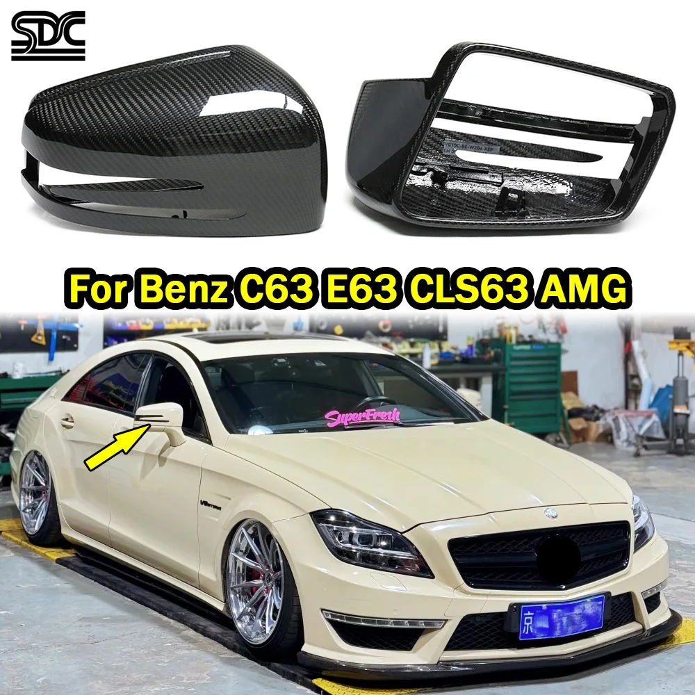 

Замена для Mercedes Benz W204 C63 Coupe W212 E63 CLS63 AMG W218 Sedan CLA200, боковая крышка зеркала заднего вида из настоящего сухого углеродного волокна