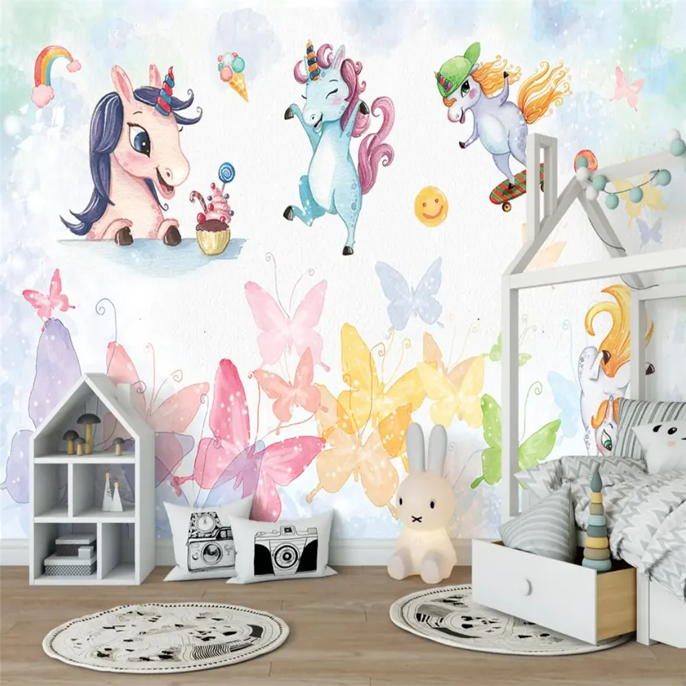 custom Cartoon animals wallpapers for living room decoration background horse wall papers children kids room home decor sticker