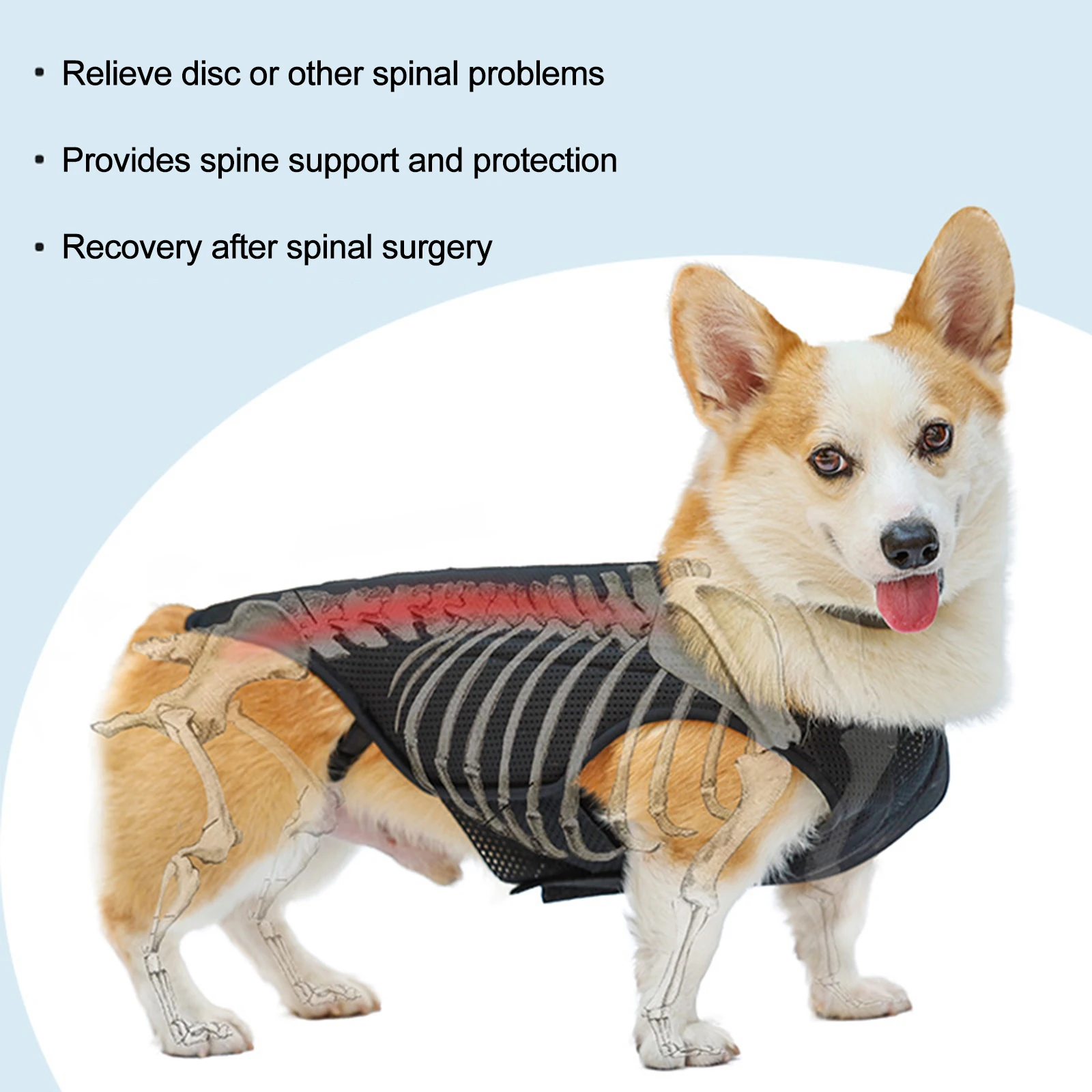 Pet Dog Back Brace Back Support Wrap Dog Clothing Comfortable Dog Back Protective Vest for Various Sizes Pet Dogs