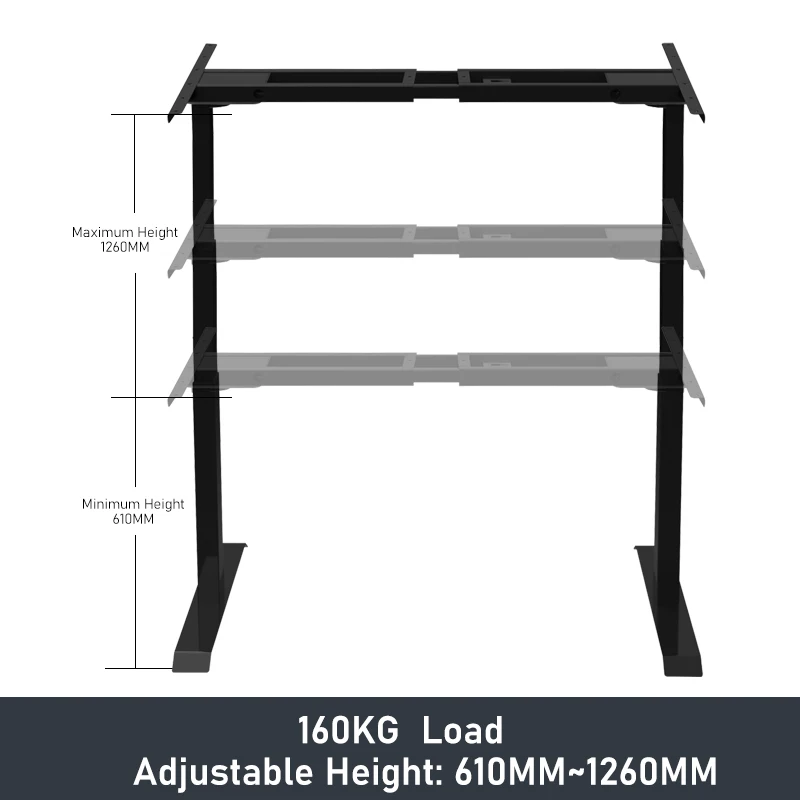 Smart Electric Standing Desk 610mm~1160mm Adjustable Height and Width Lifting Frame 160kg Load APP Controll Office Table Bracket