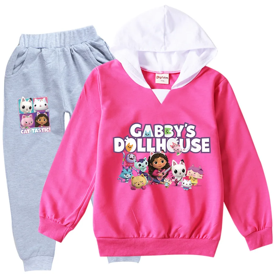 Gabby Doolhouse Clothes Kids Cats Ears Hoodies SweatPants 2pcs Sets Toddler Girls Boutique Outfits Boys Clothing Set