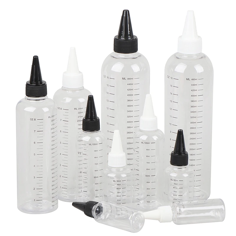 30ml/60ml/100ml/250ml/500ml Plastic Refillable Bottle PET Oil Liquid Dropper Bottles Twist Top Cap Tattoo Pigment Ink Containers