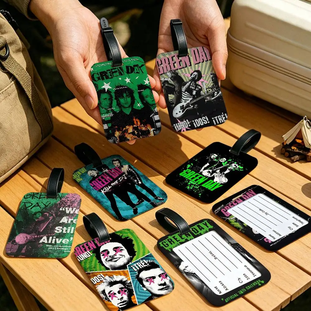 Green Day - Music Rock Band Anti lost Name Label PVC Luggage Tag Information Card Holder For Travelers Daily Outdoor Use