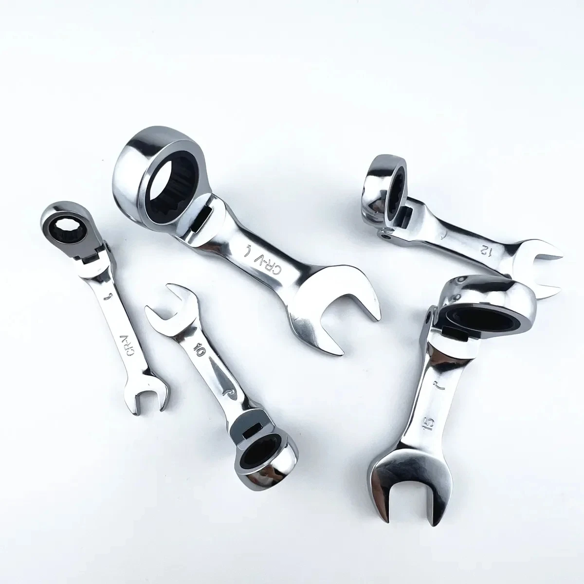 Mini Short Handle Ratchet Wrench With Movable Head Quick Dual-purpose Open End Wrench Hardware Tool Labor-saving GJ3854