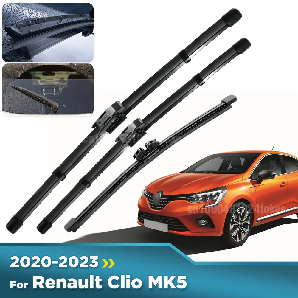 

For Renault Clio MK5 2020-2023 2021 2022 Wiper Front & Rear Wiper Blades Windshield Windscreen Window Brushes 28"+12"+10"