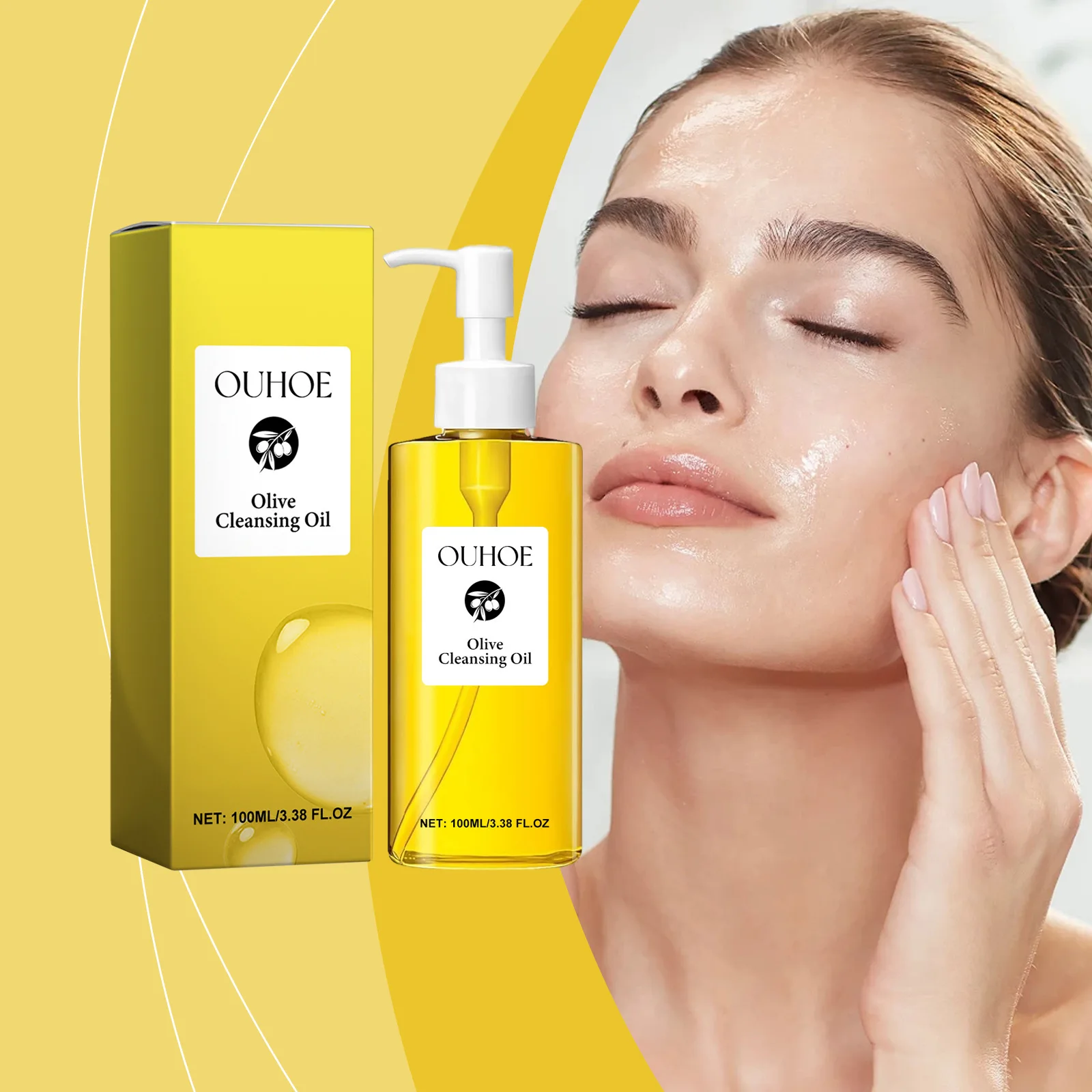 OUHOE Gentle Olive Cleansing Oil, Nourishing & Moisturizing, Effectively Removes Makeup & Impurities, For Face & Lips