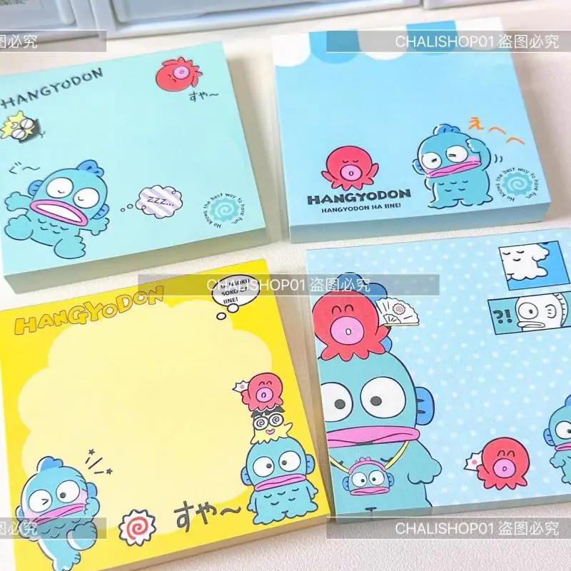 

Sweet Sanrio Hangyodon Anime Kawaii Note Book Stickers Cute Cartoon Ins Children Message Book Stationery Gifts for Kids