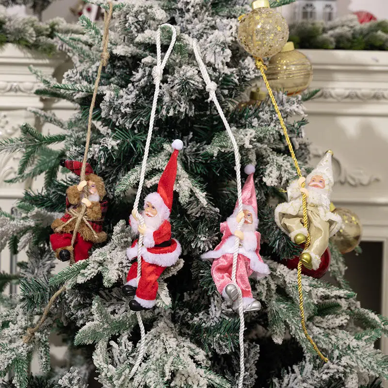 1pc decoração de natal papai noel corda de escalada pingente resina idosos boneca pingente corda de escalada pingente de idosos