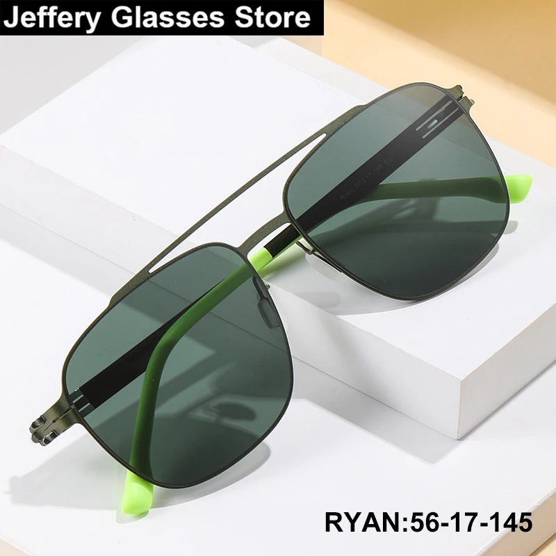 Lunettes de soleil polarisées à double pont pour hommes, design de marque allemande, style pilote, anti-éblouissement, pour la conduite
