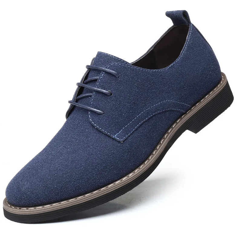 

New Men Casual Shoes Men's Suede Shoe Lace Up Blue Oxford Shoes for Men Flats Luxury Breathable Dress Shoes for Male